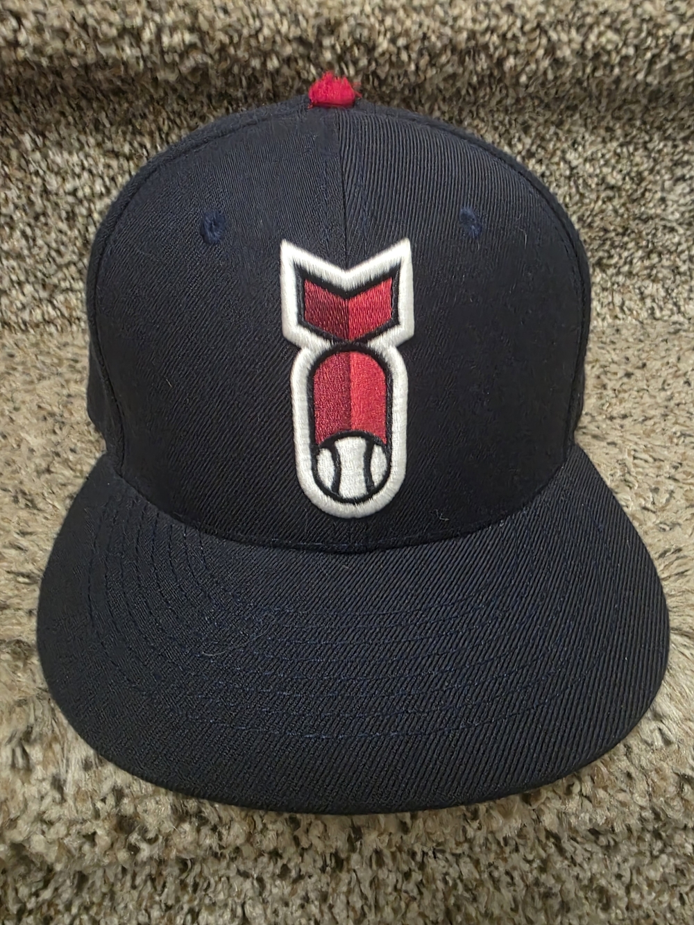 Navy Baseball Cap with Red Logo Accent 7 1/2